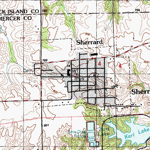 Topographic Map of Sherrard Police Department, IL