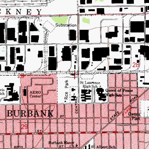 Topographic Map of Burbank Police Department, IL