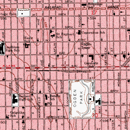 Topographic Map of Chicago Police Department District 7 Englewood District, IL