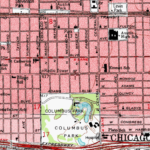 Topographic Map of Chicago Police Department District 15 Austin, IL