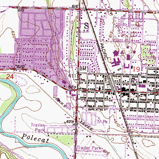 Topographic Map of Jenks Police Department, OK