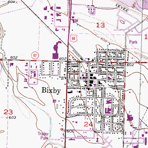 Topographic Map of Bixby Police Department, OK