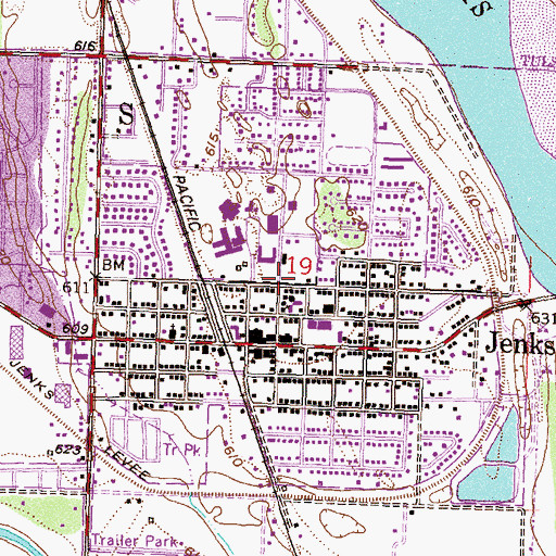 Topographic Map of Jenks Public School District Police Department, OK