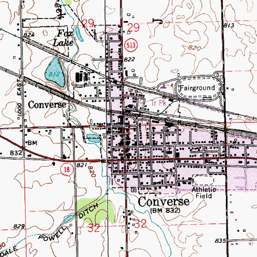 Topographic Map of Converse Police Department, IN