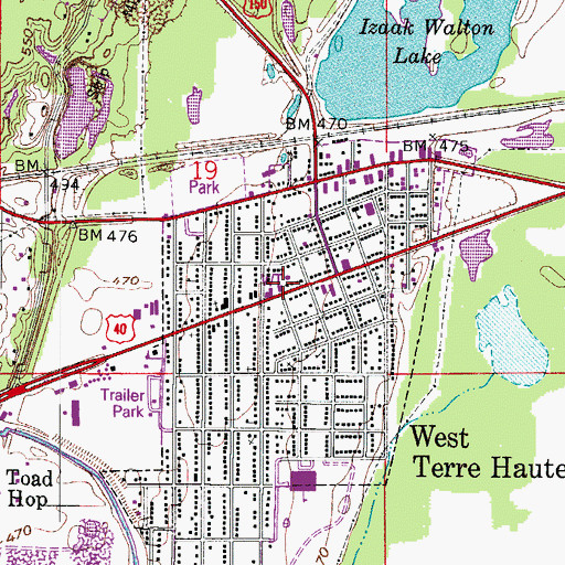 Topographic Map of West Terre Haute Police Department, IN
