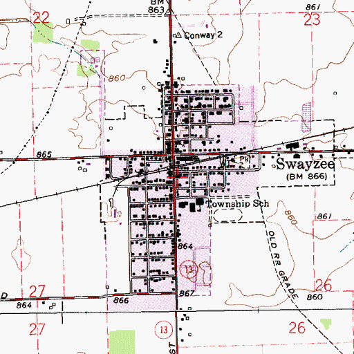 Topographic Map of Swayzee Police Department, IN