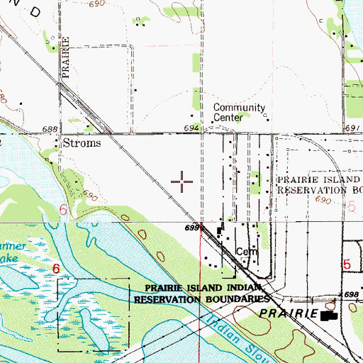 Topographic Map of Prairie Island Tribal Police Department, MN