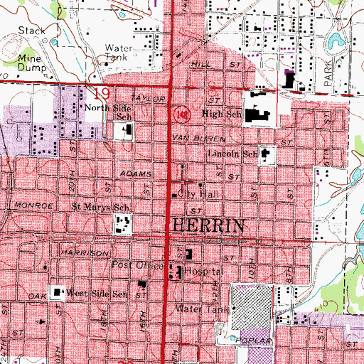 Topographic Map of Herrin Police Department, IL