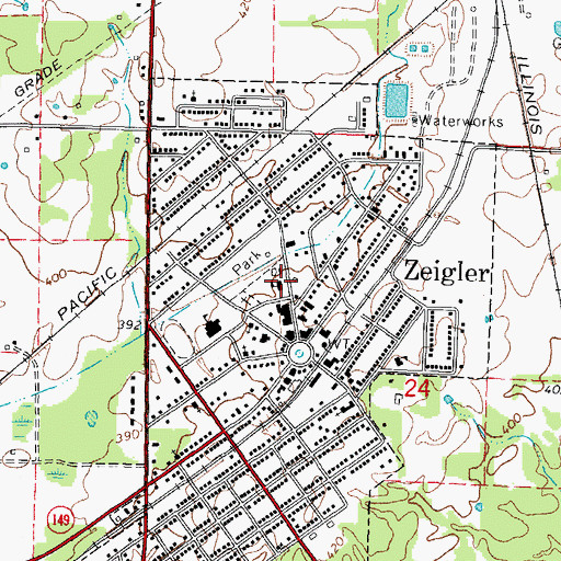 Topographic Map of Zeigler Police Department, IL