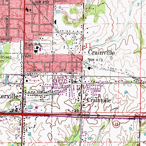 Topographic Map of Crainville Police Department, IL