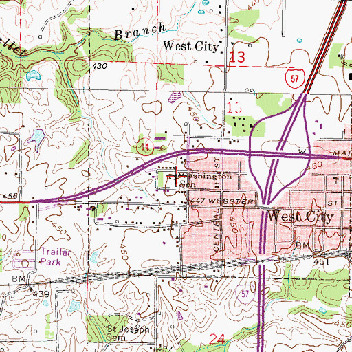 Topographic Map of West Police Department, IL