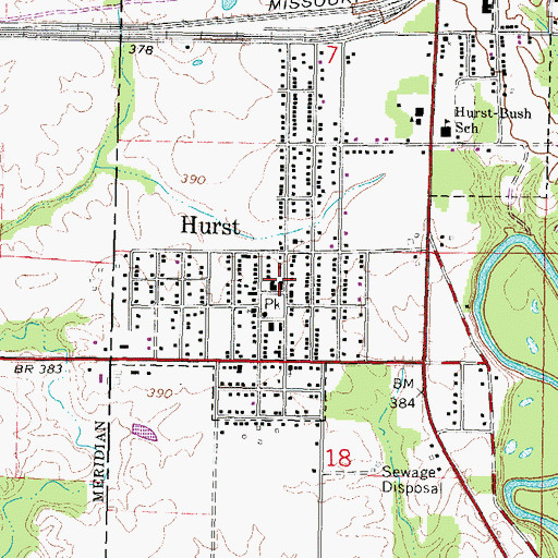 Topographic Map of Hurst Police Department, IL