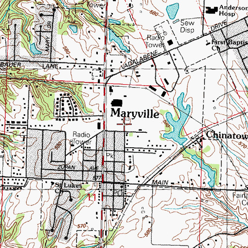 Topographic Map of Maryville Police Department, IL