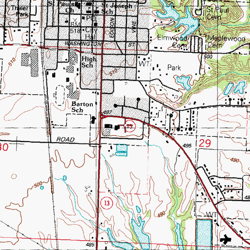 Topographic Map of Freeburg Police Department, IL