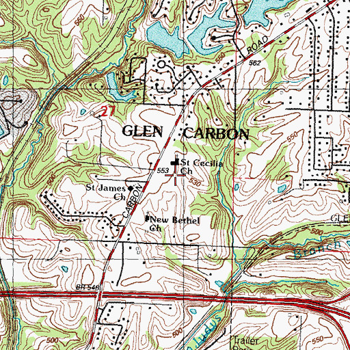 Topographic Map of Glen Carbon Police Department, IL