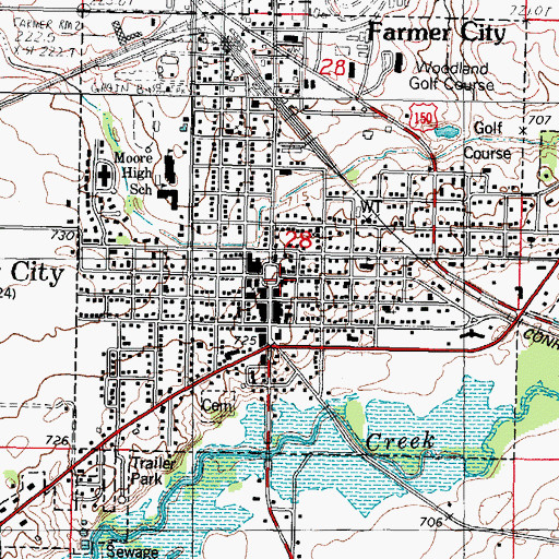 Topographic Map of Farmer City Police Department, IL