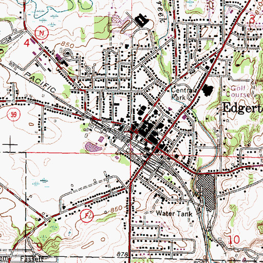 Topographic Map of Edgerton Police Department, WI