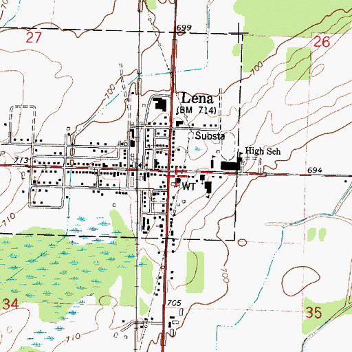 Topographic Map of Lena Police Department, WI