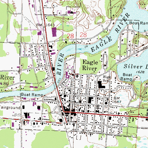 Topographic Map of Vilas County Sheriff's Office, WI