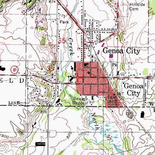 Topographic Map of Genoa City Police Department, WI