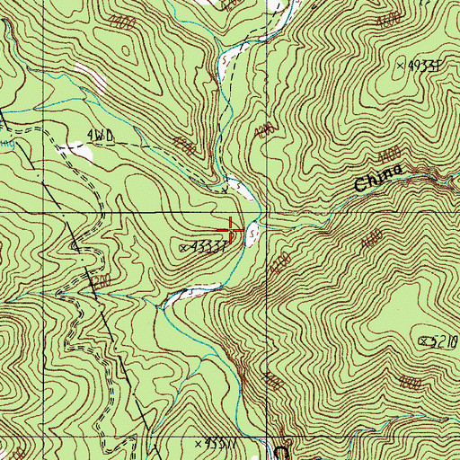 Topographic Map of China Spring Creek, AZ