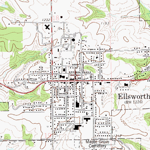 Topographic Map of Ellsworth Police Department, WI