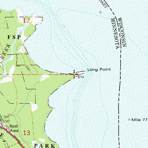 Topographic Map of Long Point, MN