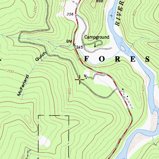 Topographic Map of Bluff Creek Forest Service Facility, CA