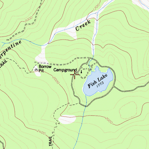 Topographic Map of Fish Lake Recreation Site, CA