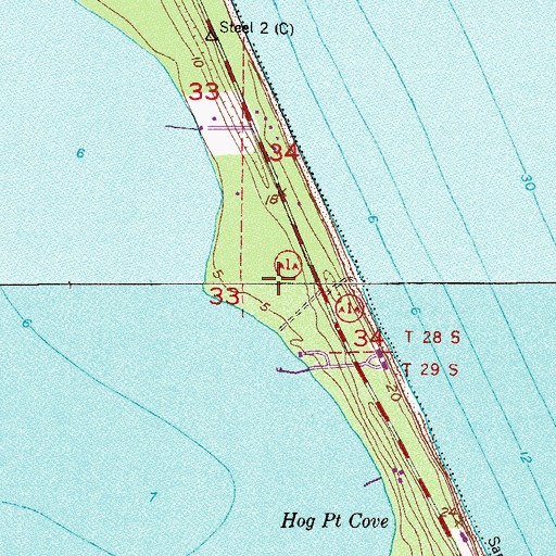 Topographic Map of Archie Carr National Wildlife Refuge, FL