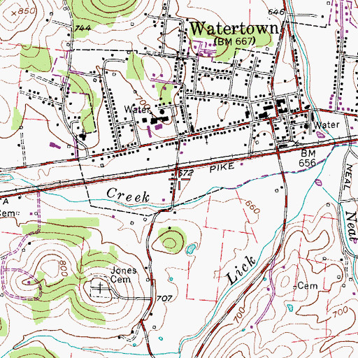 Topographic Map of Watertown Police Department, TN