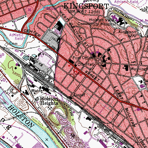 Topographic Map of Kingsport Police Department, TN