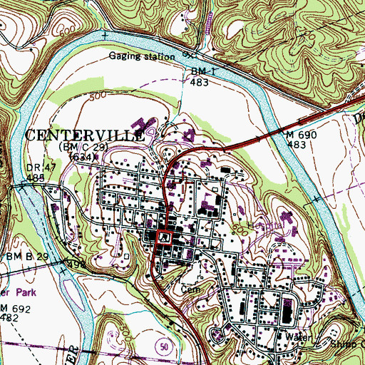 Topographic Map of Centerville Police Department, TN
