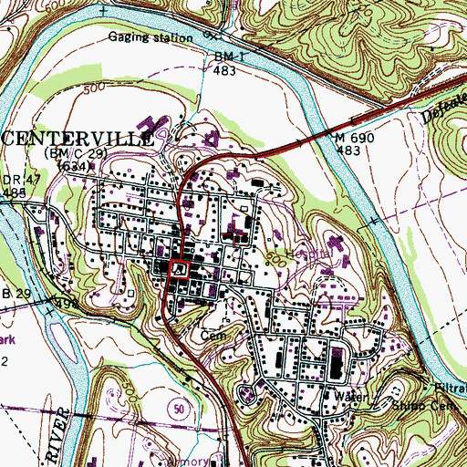 Topographic Map of Hickman County Sheriff's Department, TN