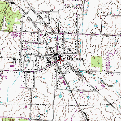Topographic Map of Gleason Police Department, TN