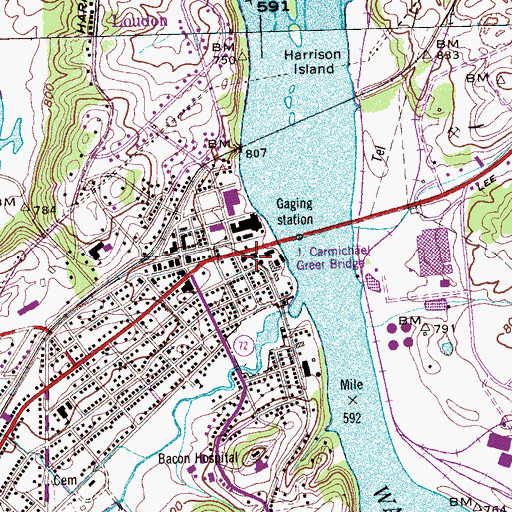 Topographic Map of Loudon Police Department Headquarters, TN