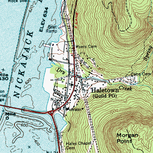 Topographic Map of Guild Post Office, TN