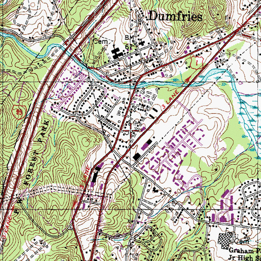Topographic Map of Dumfries Post Office, VA
