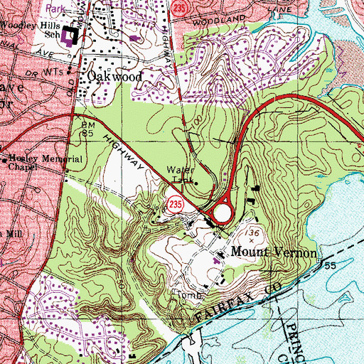 Topographic Map of Mount Vernon Post Office, VA
