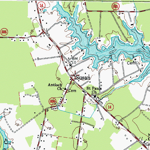 Topographic Map of Susan Post Office, VA