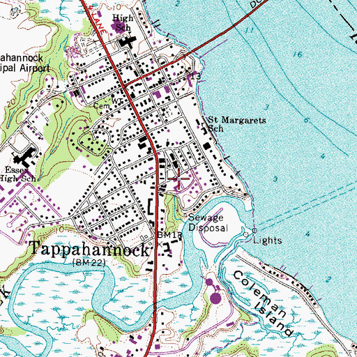 Topographic Map of Tappahannock Post Office, VA