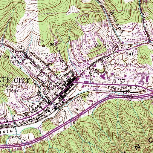 Topographic Map of Gate City Police Department, VA
