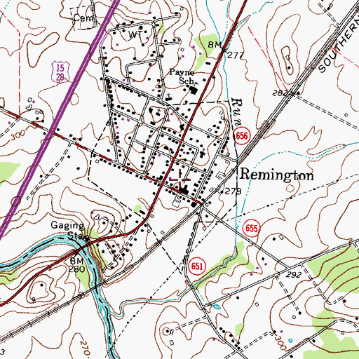 Topographic Map of Remington Police Department, VA