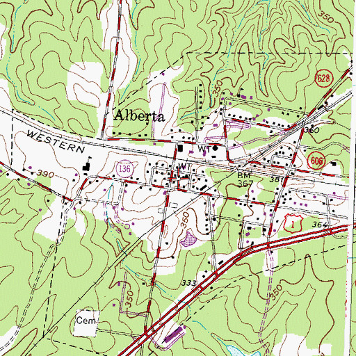 Topographic Map of Alberta Post Office, VA