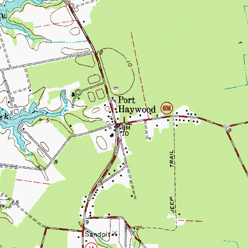 Topographic Map of Port Haywood Post Office, VA
