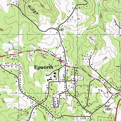 Topographic Map of Epworth Post Office, GA