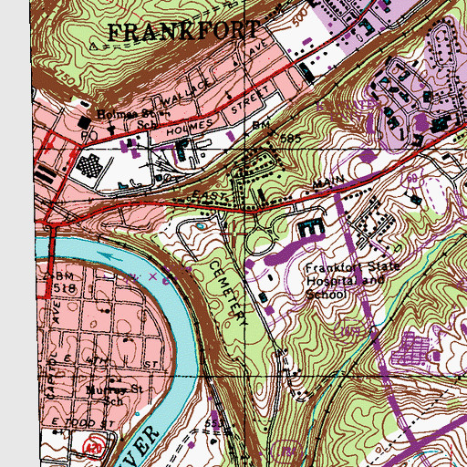 Topographic Map of Franklin County Sheriff's Office, KY