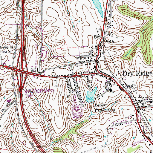 Topographic Map of Dry Ridge Police Department, KY