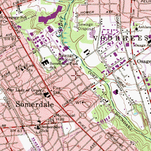 Topographic Map of Somerdale Police Department, NJ