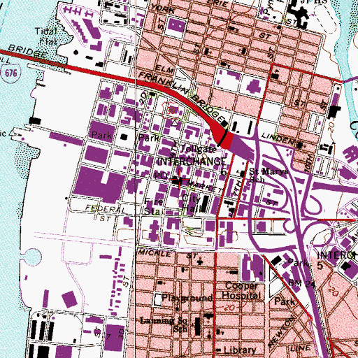 Topographic Map of Camden Post Office, NJ
